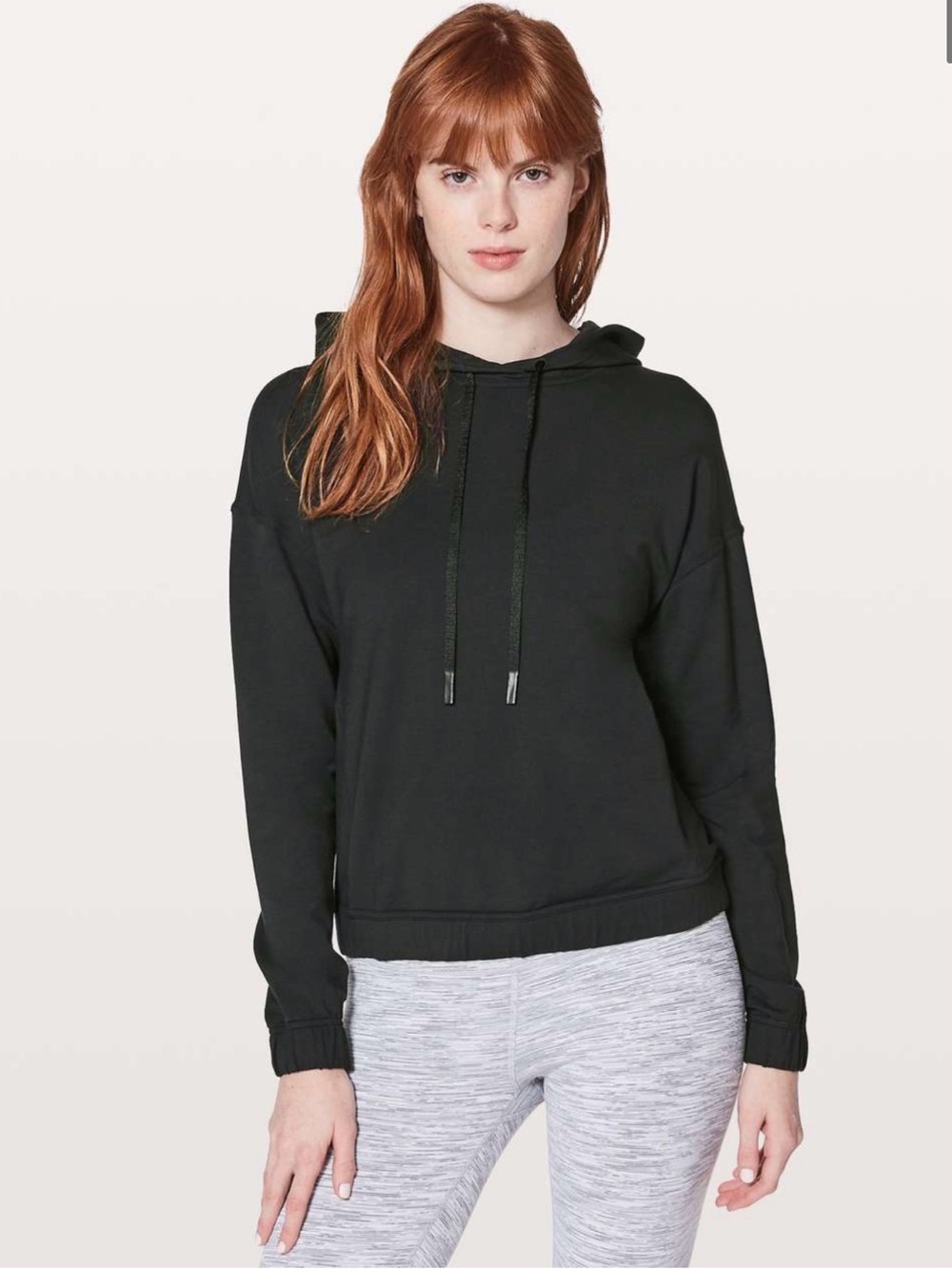 lululemon athletica Black Cropped Hoodie with Drawstrings